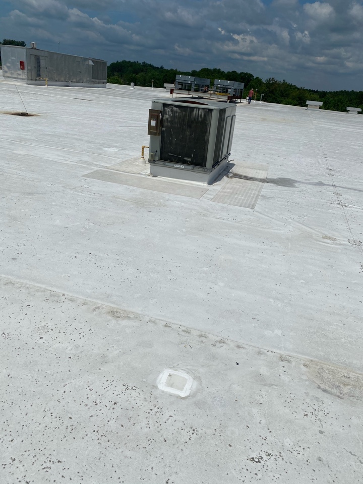 Carver, MA - Patched two holes in leak area on a TPO roofing system Carver, MA - Patched two holes in leak area on a TPO roofing system