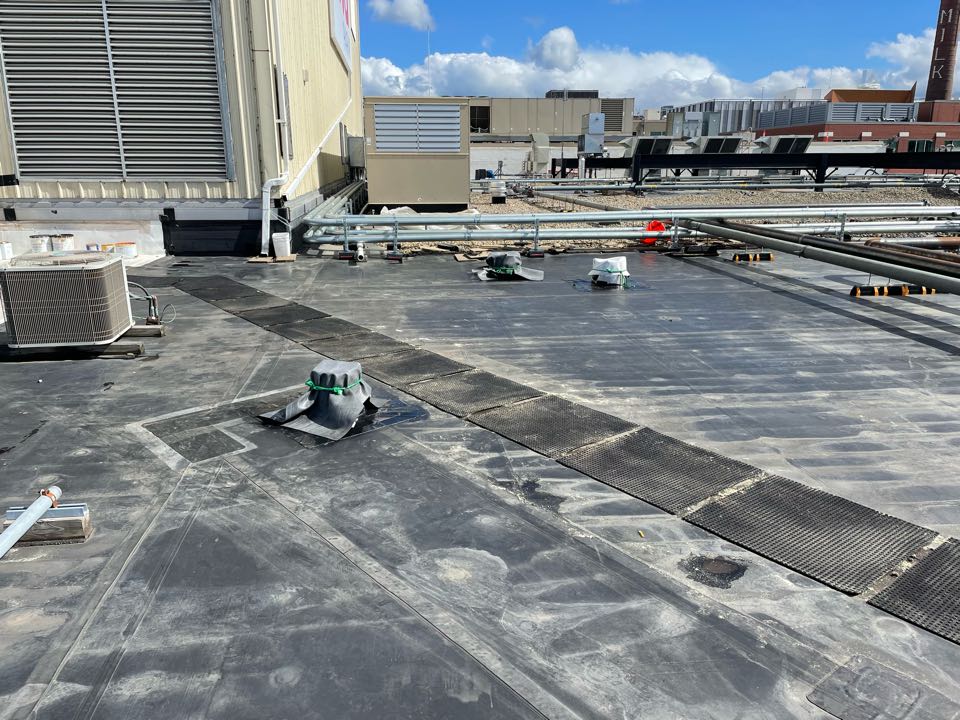 Boston, MA - Cleaned and Installed 4 cone vents on a epdm fully adhered roofing system Boston, MA - Cleaned and Installed 4 cone vents on a epdm fully adhered roofing system
