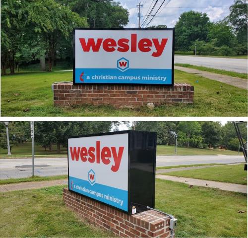 double sided lightbox added to existing masonry base