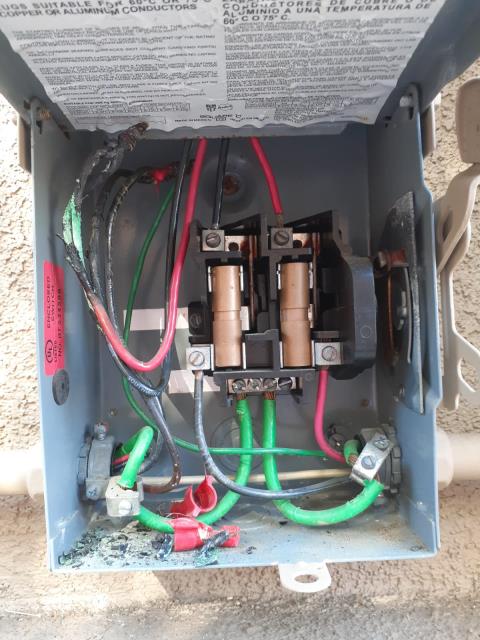We were called for a solar repair by a Murrieta, CA home owner. The solar system was no longer functioning. During our diagnostic process, we located severely burned wires in the disconnect. We replaced the wires and restored system functionality. We were called for a solar repair by a Murrieta, CA home owner. The solar system was no longer functioning. During our diagnostic process, we located severely burned wires in the disconnect. We replaced the wires and restored system functionality.