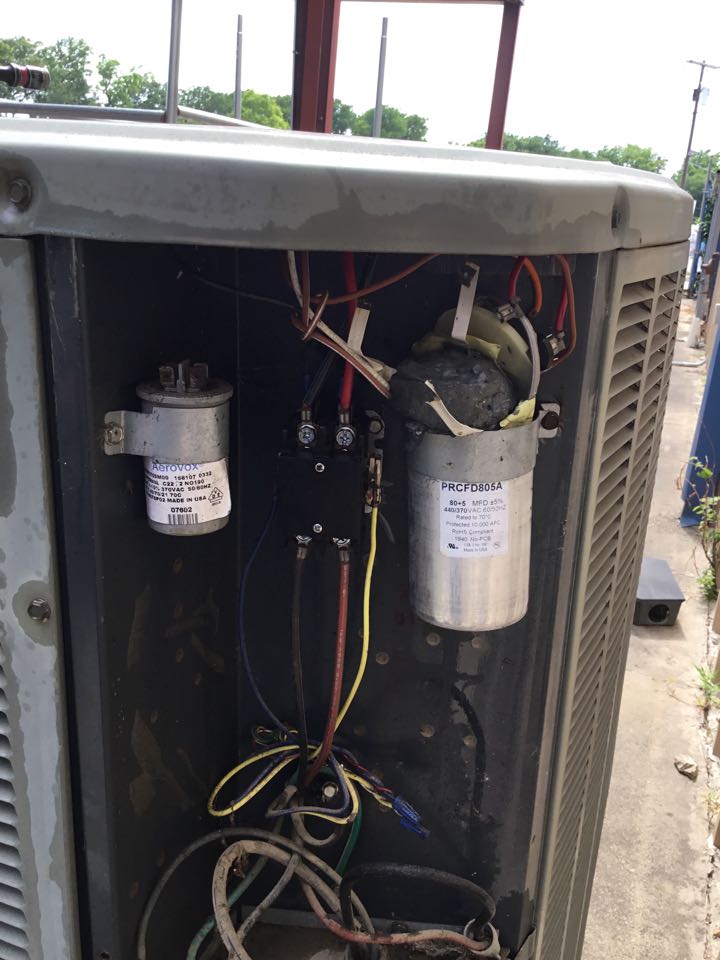 Found bad capacitor on Trane split system replaced capacitor and informed client of repairs and maintenance that needed to be done