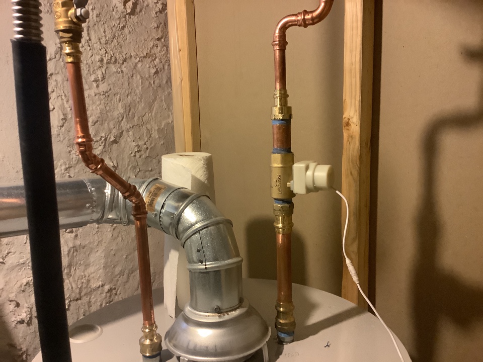 Installed auto shutoff for water heater 