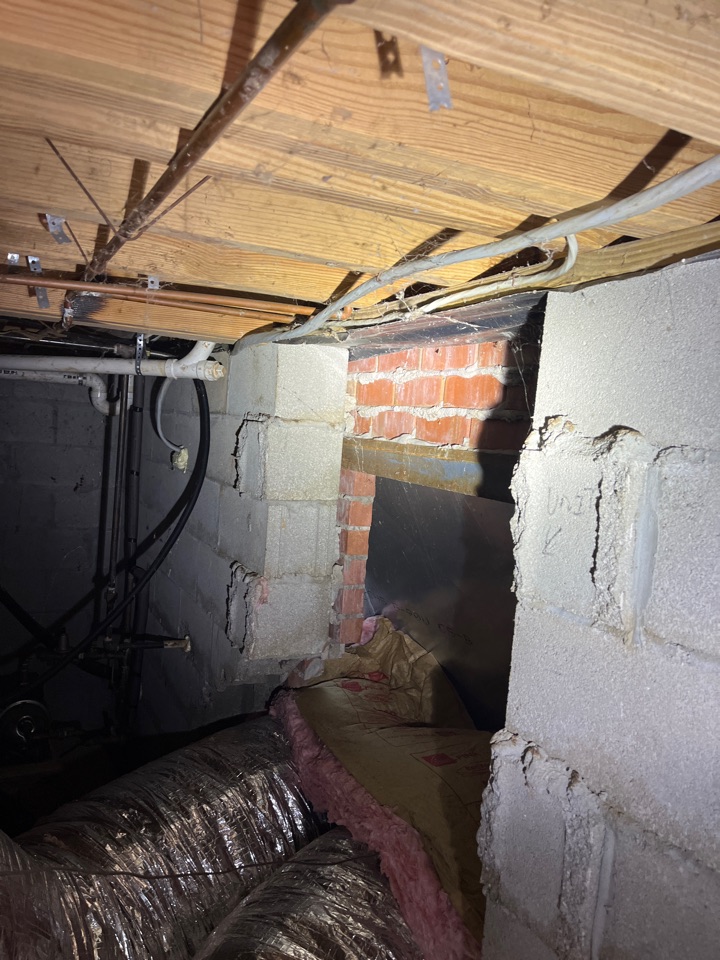 Home has improperly installed vapor barrier, improperly installed dehumidifier, improper vapor barrier, missing headers, etc. 