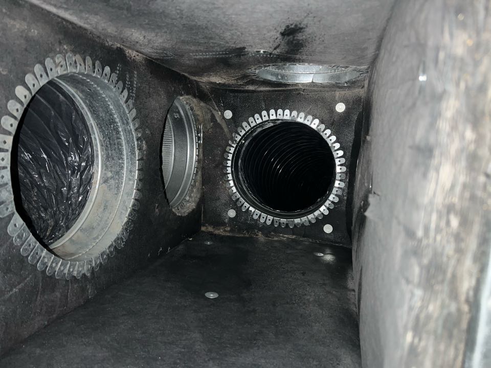 Before an after cleaning of return Plenum construction dust removal  Before an after cleaning of return Plenum construction dust removal