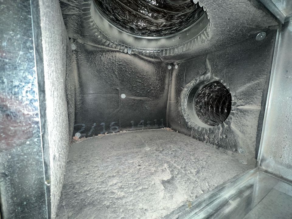 Before and after for air ducting on American standard air handler 