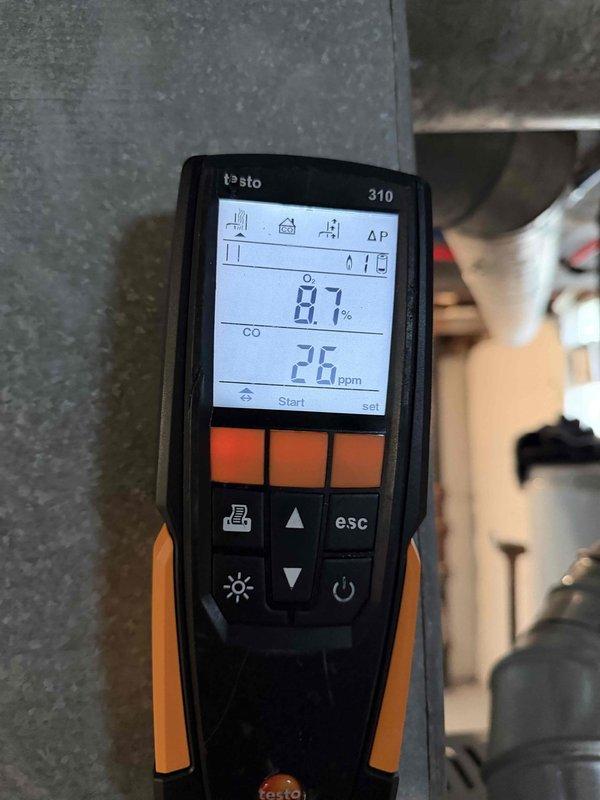 Performed routine furnace maintenance service per MVP membership. Conducted comprehensive combustion analysis using Testo 310 analyzer, measuring carbon monoxide levels (26-44 ppm) and combustion efficiency (8.7%). System is functioning within acceptable parameters for a 5-year-old unit.