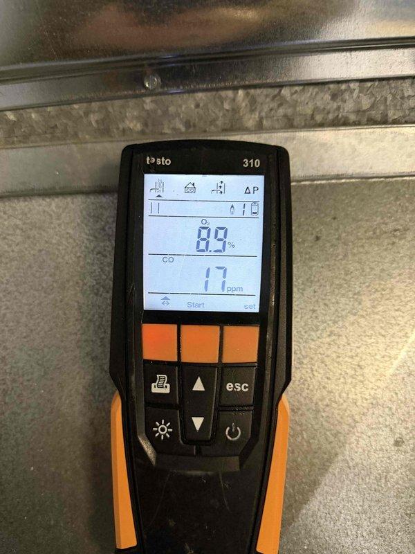Performed maintenance on gas furnace. Conducted combustion analysis showing acceptable efficiency of 88% with CO readings between 11-17 ppm. Completed comprehensive system evaluation with analyzer confirming safe operation parameters.