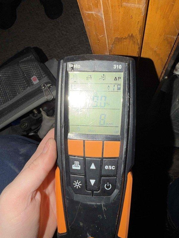 Performed scheduled furnace maintenance service. Conducted combustion analysis using Testo 310 analyzer, confirming CO levels at 14 ppm and ensuring proper gas combustion efficiency. All safety parameters were verified within acceptable ranges.
