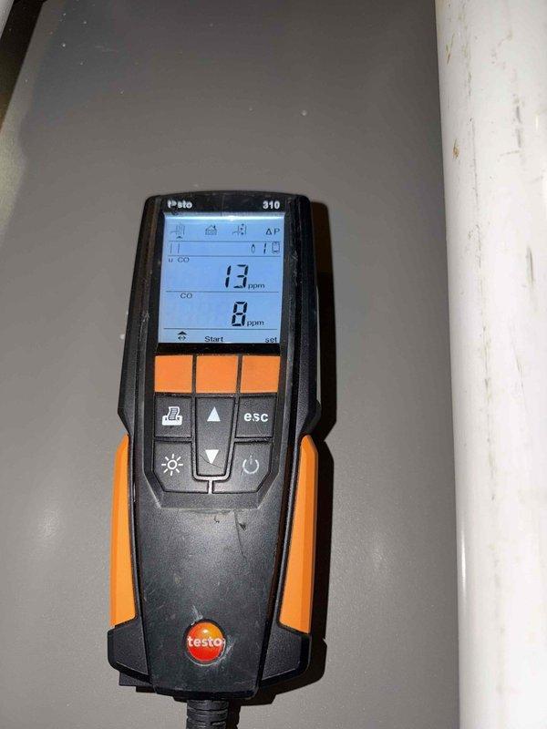 Performed routine maintenance on 5 residential furnace units as part of recurring service plan. Conducted combustion analysis using Testo 310 analyzer, verifying carbon monoxide levels at 0 ppm initially and 1.3-8 ppm during operation, confirming units are operating safely within acceptable parameters. All systems tested and functioning properly.