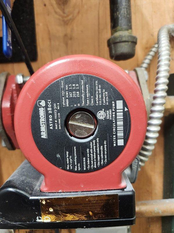 Responded to no hot water complaint. Inspected boiler system and found faulty Grundfos ASTRO 280CI circulation pump. Replaced defective pump and tested control valve operation. System now functioning properly with adequate hot water flow restored.