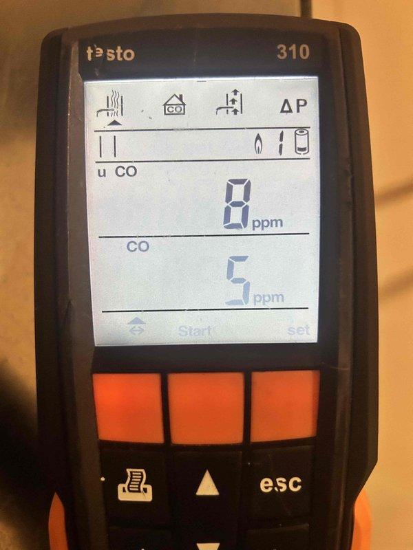 Performed routine residential heating maintenance service. Conducted combustion analysis using Testo 310 analyzer, which showed O2 levels at 8.1% and CO at 5 ppm, indicating proper combustion within acceptable safety parameters.