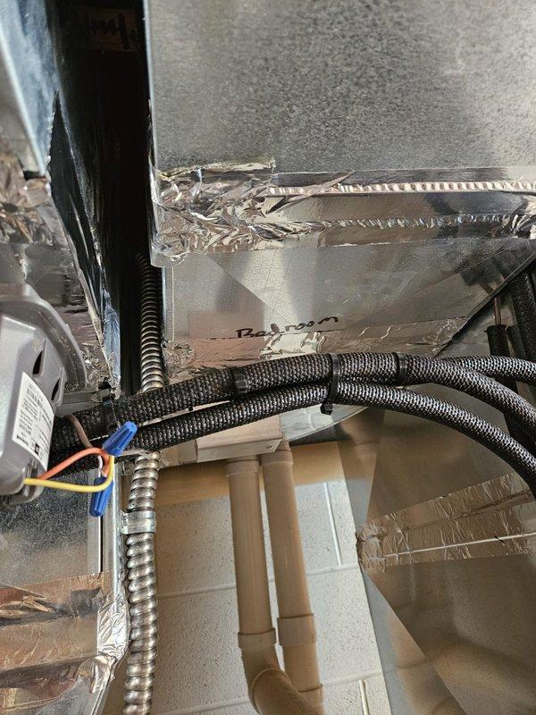 Performed diagnostic assessment on 16-year-old zoning gas furnace system where master bedroom thermostat was not maintaining set temperature (climbing from 69°F to 73°F). Inspected ductwork connections, wiring, and zone control components. Identified and corrected improper damper operation causing excess heat delivery to master zone.