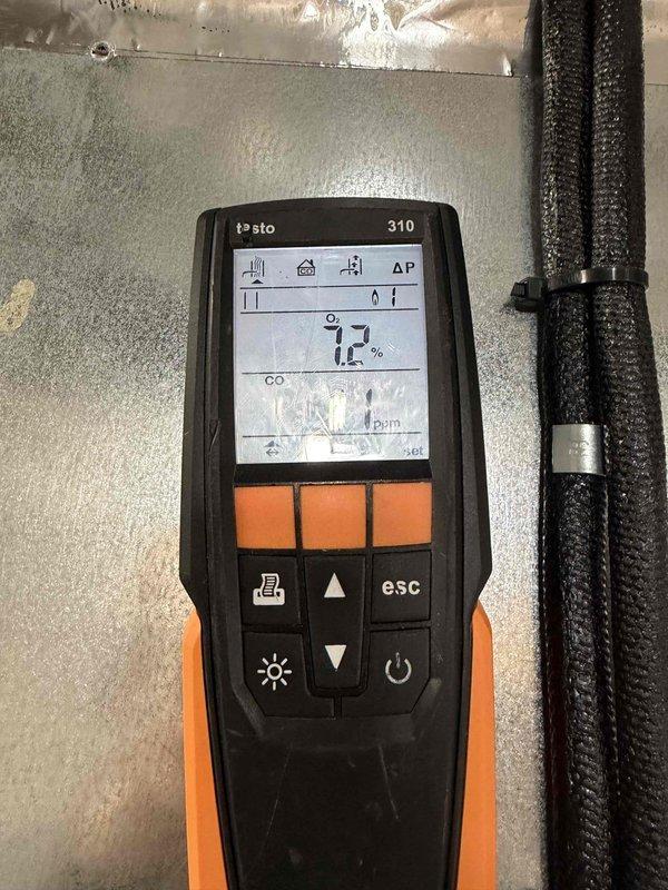 Performed scheduled furnace maintenance service. Conducted combustion analysis using Testo 310 analyzer, measuring O2 levels at 7.2-7.3% and CO at 6 ppm, confirming proper combustion efficiency and safe operation of heating system.