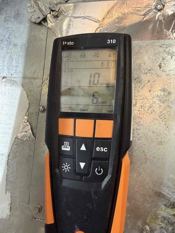 Completed scheduled heating maintenance service. Performed combustion analysis using Testo 310 analyzer, confirming proper operation with O₂ readings at 6.5% and CO levels at 10-19 ppm, which are within acceptable safety parameters. System is functioning efficiently with no issues detected.