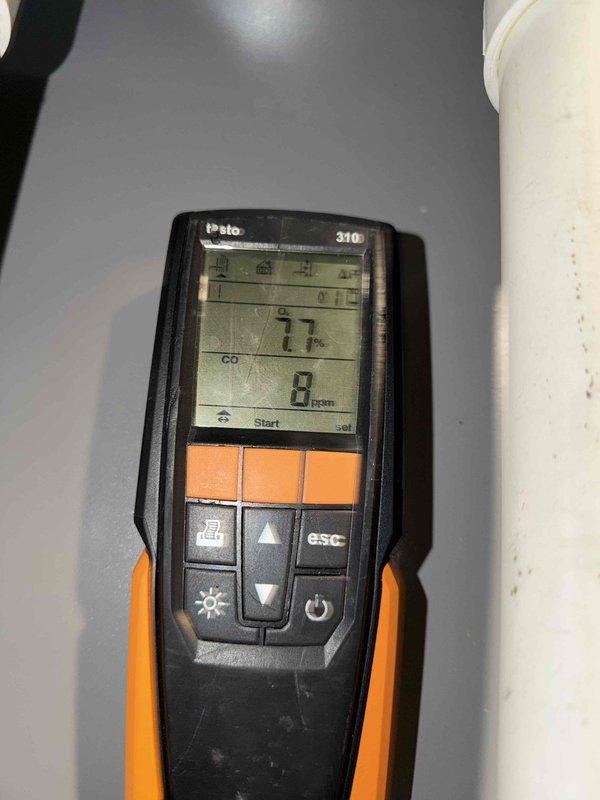 Performed scheduled furnace maintenance service. Conducted combustion analysis using Testo 310 analyzer, verifying CO readings between 8-14 ppm, which are within acceptable safety parameters. System is operating properly with no issues detected.