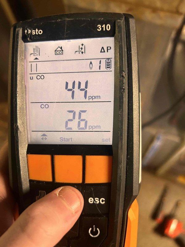 Performed scheduled furnace maintenance service. Conducted combustion analysis using Testo 310 analyzer, measuring CO levels at 26 ppm and O₂ at 8.2%. All readings within acceptable parameters, confirming proper furnace operation.