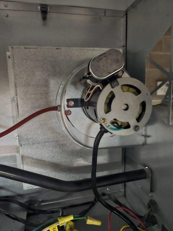 Replaced failed draft motor on Reznor unit with new OEM component. Verified proper wiring connections and secure mounting of the replacement motor. Tested system operation after installation to confirm proper draft function and overall unit performance.