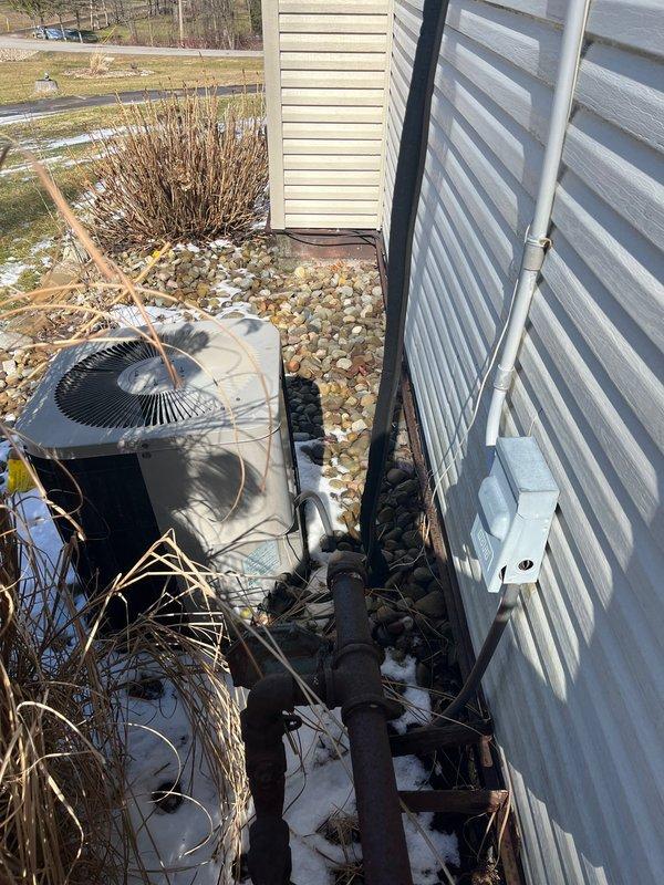 Conducted full HVAC system replacement including removal of aging furnace and outdoor condenser unit. Installed new equipment with updated connections to existing ductwork and refrigerant lines. System replacement included necessary electrical modifications and verification of proper operation under winter conditions.