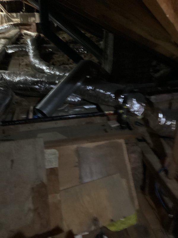 Installed new gas piping from existing supply line to newly installed furnace unit located in attic space. Routed black iron pipe through attic area, secured all connections with proper fittings, and pressure tested system to verify integrity and compliance with local gas code requirements.
