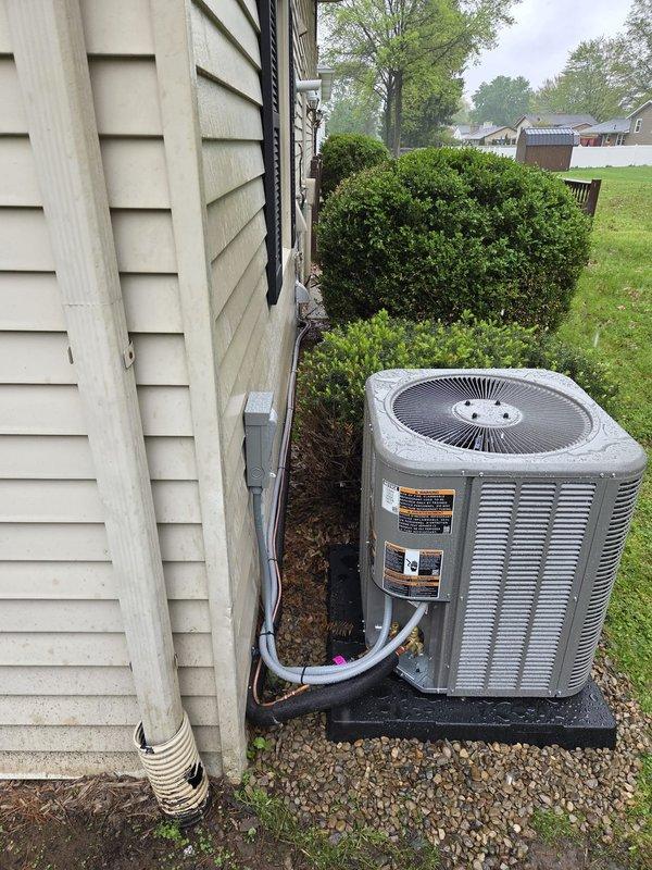 # HVAC Install - Complete System

Completed full retrofit installation of two complete HVAC systems including furnaces and air conditioning units. Installed outdoor condensing units on composite pads with proper gravel base for drainage and stability. Ran new refrigerant linesets with appropriate insulation from indoor air handlers to outdoor units. Mounted indoor air handler equipment in mechanical closet with proper clearances for service access.

Installed new PVC condensate drain lines with proper pitch and termination points. Ran electrical disconnects and wiring to outdoor units per code requirements. Connected flexible metallic conduit for electrical connections to indoor equipment. Mounted control boards and wiring for both systems in mechanical space. Ensured all refrigerant lines properly sealed and insulated where penetrating building envelope.

Positioned outdoor units with adequate clearance from landscaping and structures for airflow and future maintenance access. Verifie