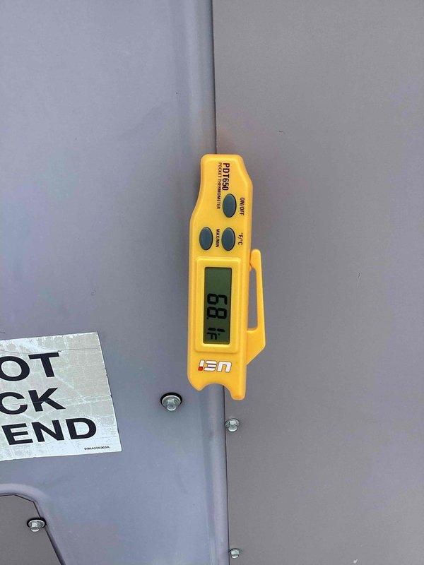 Completed spring maintenance on commercial HVAC unit. Performed system diagnostics and temperature readings, recording supply air temperature of 47.3°F and ambient conditions of 93°F. All measurements within normal operating parameters for cooling season preparation.