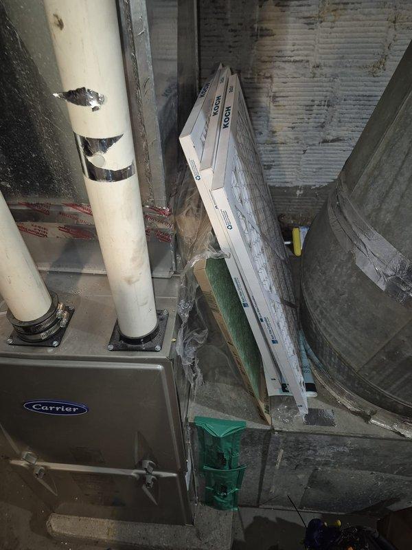 Performed comprehensive furnace tune-up including cleaning and inspection of unit and magnetic filter slot cover. Completed gas leak repair and conducted thorough re-sweep of all gas lines to verify system integrity, confirming no leaks present. Left three standard filters on-site for future maintenance needs.