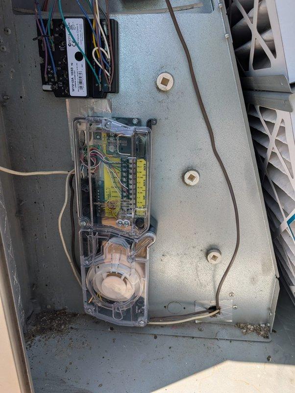 Replaced two duct smoke detectors within the HVAC air handler unit and installed new keyed test stations on the wall for manual system testing. All devices were properly wired, tested for functionality, and verified operational upon completion.