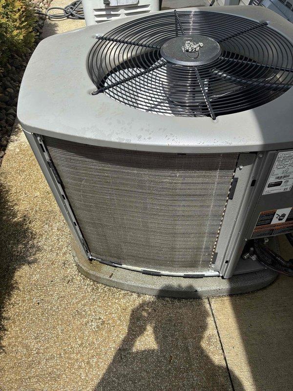 Completed spring maintenance on outdoor cooling system. Performed electrical diagnostics using multimeter, recording voltage readings at capacitor and verifying proper electrical parameters throughout the system. Inspected condenser unit exterior, coils, and fan assembly for operational condition and typical seasonal wear.