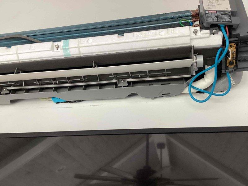 Responded to no-cooling call on 4-year-old Daikin mini split system. Upon arrival, performed diagnostic inspection and opened indoor unit to access internal components, including blower assembly, heat exchanger coils, and control board. Verified system operation with remote control and documented equipment condition with photos for service records.