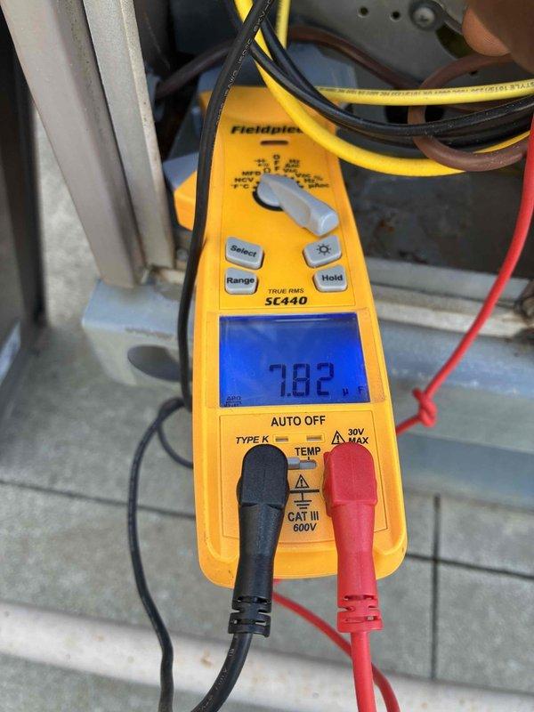 Completed scheduled spring/summer preventive maintenance on commercial HVAC unit. Performed electrical diagnostics using clamp meter, recording amperage readings of 782 on system components. Inspected and tested motor connections, verified proper wire routing and secure terminations with existing cable management. All electrical connections, panel components, and system operations found to be within normal parameters.