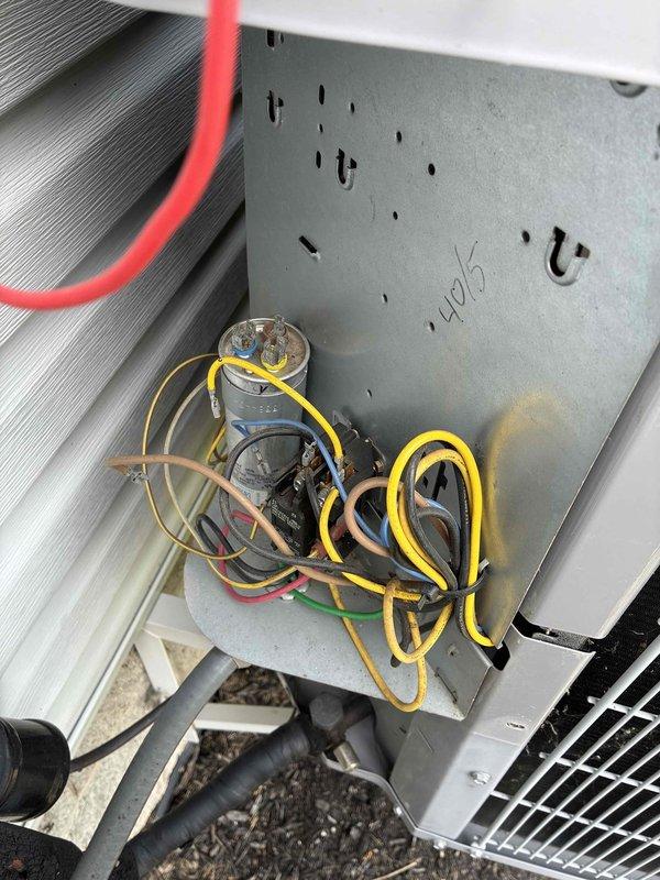 Completed comprehensive maintenance tune-up on 8-year-old outdoor air conditioning unit. Performed standard preventative maintenance procedures including inspection of electrical components, capacitor testing, and amperage verification using clamp meter, which registered 24.75 amps during operation. All electrical connections, refrigerant lines, and condenser coil components were inspected and found to be in proper working condition.