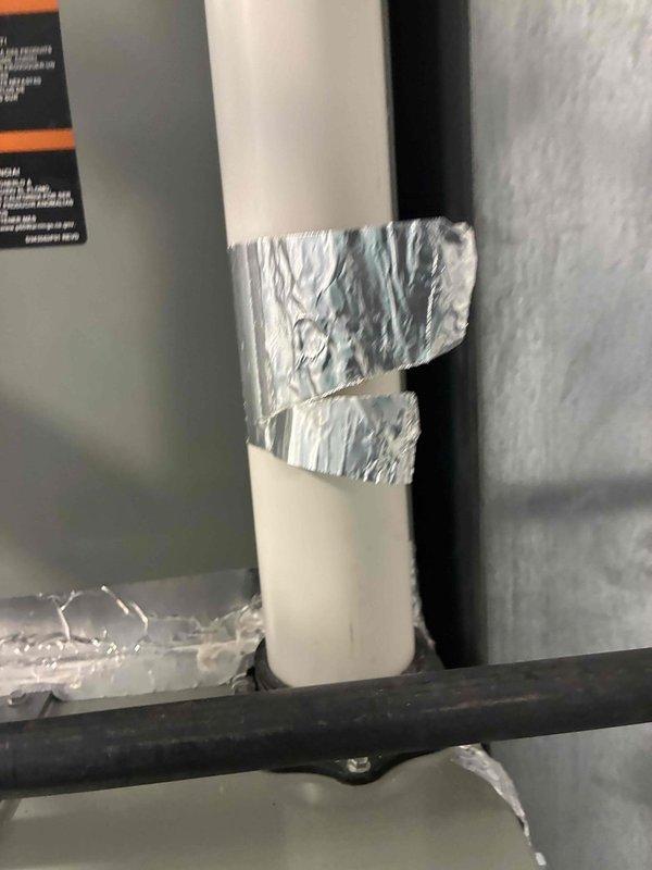 Performed preventive maintenance on two 4-year-old air conditioning systems serving first and second floor zones. Completed standard maintenance protocol including filter inspection, system diagnostics, and operational testing on both units. Inspected humidifier unit and noted mineral buildup on mesh filter pad, documented condition with photos. Applied foil tape repairs to ductwork insulation where needed to maintain system efficiency. Both systems operating within normal parameters upon completion of maintenance visit.