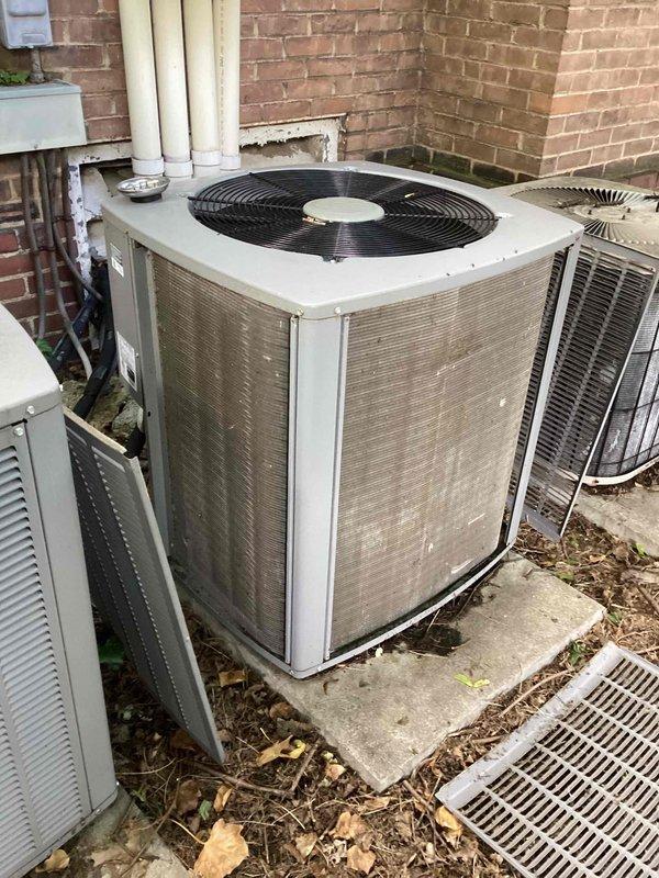 Completed spring preventive maintenance on commercial HVAC system per contract agreement. Performed comprehensive inspection of outdoor condenser units, documenting equipment condition with temperature differential measurements across refrigerant lines. Cleaned debris from condenser pads, inspected electrical connections, verified proper airflow through coil fins, and confirmed operational status of all units serving the facility.