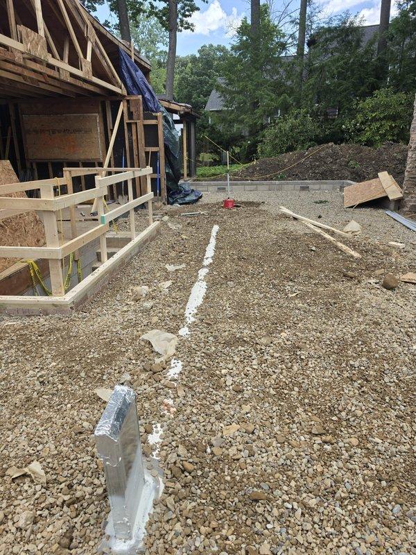 # HVAC New Construction Rough In

Successfully completed rough-in work for new residential construction project, adjusting polyduct installation to meet required specifications. Lowered one section of polyduct routing to proper elevation for optimal system performance and code compliance. Verified all ductwork positioning coordinates with structural framing and foundation layout prior to concrete pour, ensuring proper clearances for future HVAC equipment installation.