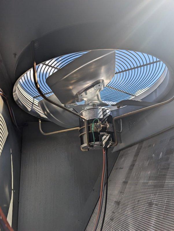 Completed replacement of failed condenser fan motor and blade assembly on rooftop unit #1, restoring proper airflow and operational capacity. Additionally, replaced defective air proven switch on rooftop unit #3 to ensure proper safety interlock function and system operation. Both units tested and verified operational upon completion of repairs.