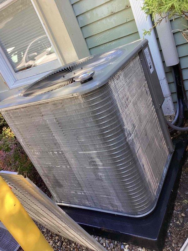 Completed spring maintenance on commercial HVAC system per contract agreement. Performed comprehensive inspection of outdoor condensing unit and indoor air handler, including visual assessment of condenser coils, fan operation, refrigerant lines, and condensate drainage system. All components found operating within normal parameters with no immediate service needs identified. Documentation photos captured for maintenance records.
