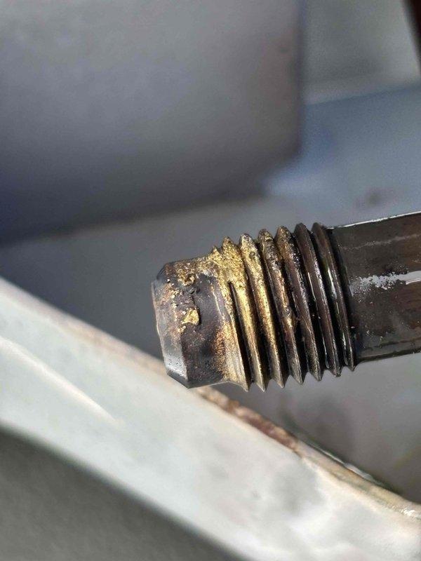 Completed spring maintenance inspection on cooling system. During the routine service, identified and documented significant corrosion and thread deterioration on critical mounting bolts and fasteners, which will require monitoring or replacement to prevent potential equipment failure. All standard maintenance procedures were performed according to manufacturer specifications.