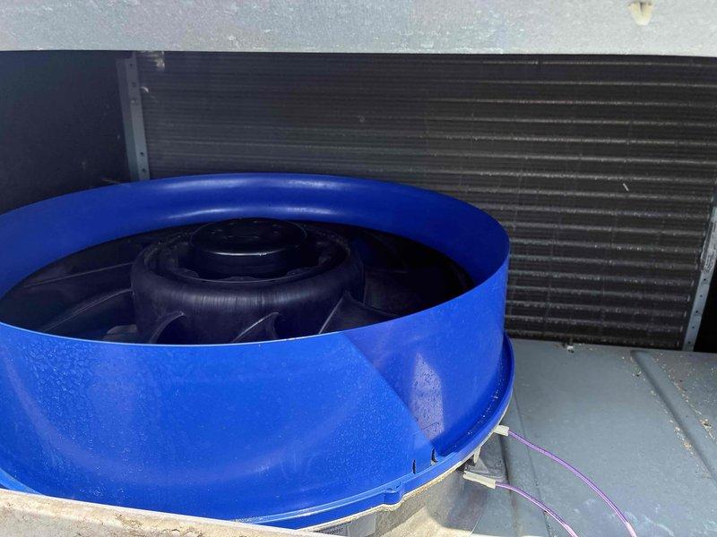 Completed spring maintenance on commercial HVAC unit. Performed comprehensive system inspection including electrical testing with clamp meter, verifying voltage and amperage readings within normal operating parameters. Inspected condenser coil fins and blower assembly, confirming proper operation and airflow. All components functioning as designed with no deficiencies noted. Unit operational and ready for cooling season.