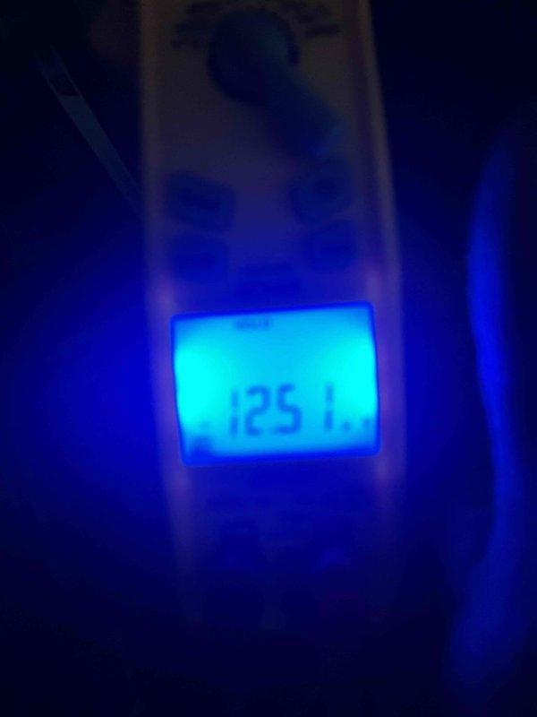 Completed spring maintenance on residential cooling system. Performed comprehensive inspection of outdoor condenser unit, verified electrical connections at disconnect box, and recorded system readings with meter displaying 1251 (likely voltage or pressure measurement). Unit operating within normal parameters with no immediate service needs identified.