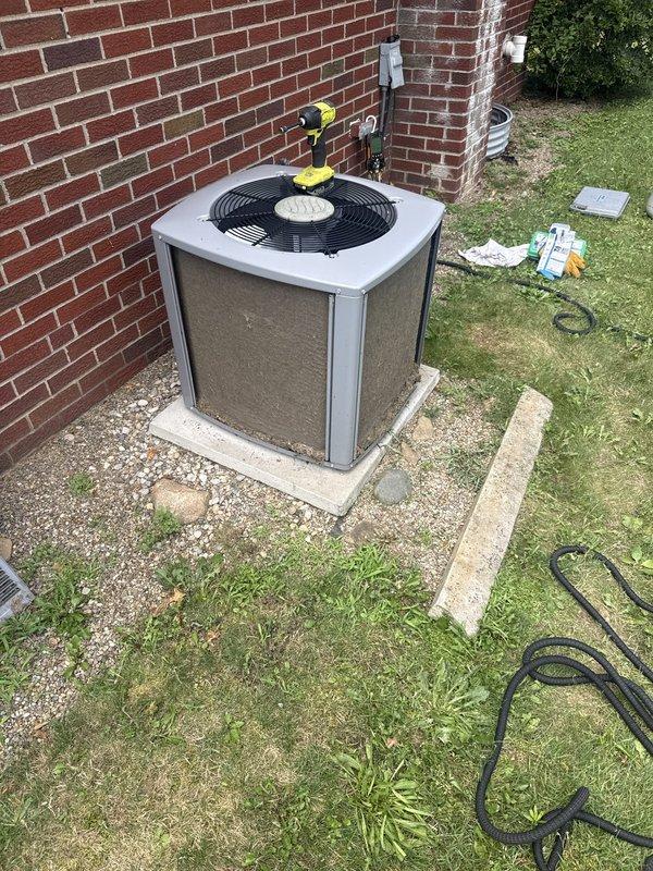 Responded to service call for continuously running 4-year-old air conditioning system that had frozen up earlier in the week. Upon arrival, performed diagnostic inspection of outdoor condenser unit. Assessed refrigerant lines, electrical connections, and overall system operation to identify cause of freeze-up condition and continuous runtime issue. Completed necessary repairs to restore proper system cycling and prevent future freeze-up occurrences.
