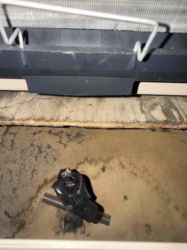 Responded to service call for magic pack unit with disconnected condensate drain line that became detached after filter replacement. Reconnected drain line to proper fitting and secured connection to prevent future disconnection during routine maintenance. Verified proper drainage and system operation upon completion.