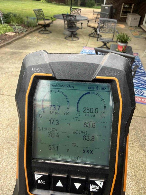 Performed preventive maintenance on two HVAC units and discovered both systems operating with insufficient refrigerant charge. Utilized digital manifold gauges to measure system pressures and temperatures, confirming low refrigerant levels on both the cooling and heating cycles. Added refrigerant to manufacturer specifications to restore proper system operation and optimize performance.