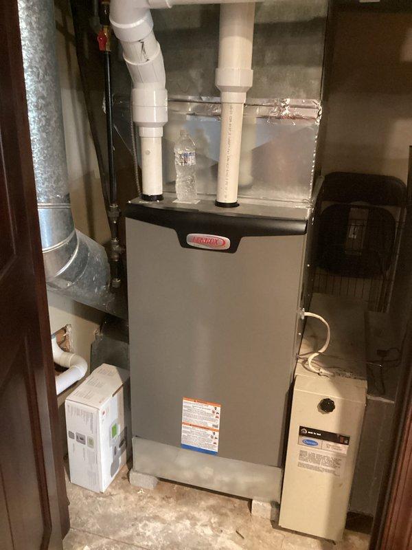 Completed routine air conditioning maintenance on two residential cooling systems: a 13-year-old unit located in the basement and a 9-year-old unit in the attic. Performed standard preventive maintenance procedures on the basement Lennox air handler, including filter inspection, condensate drain line verification, and visual assessment of all accessible components and ductwork to ensure proper system operation for the cooling season.