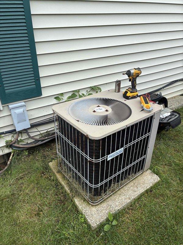 Responded to no-cooling call on commercial air conditioning unit. Upon arrival, found electrical disconnect box open with visible wiring concerns and outdoor condenser unit requiring service. Performed diagnostic testing, inspected electrical connections and components within disconnect panel, and serviced condenser unit to restore cooling operation. System tested and confirmed operational upon completion.