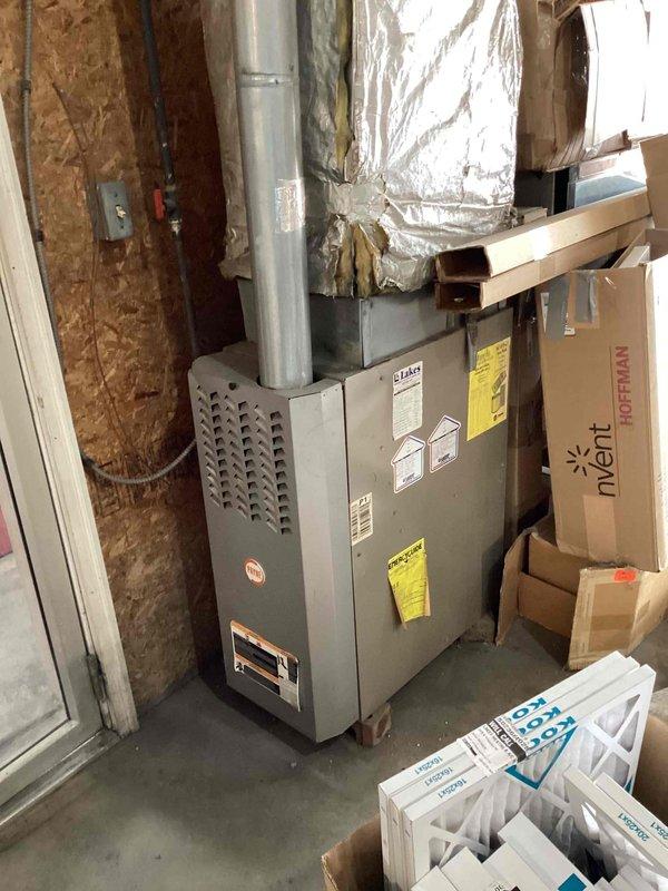 Completed scheduled commercial filter change on HVAC furnace unit located in basement utility area. Replaced air filters per maintenance protocol and verified system operation. Equipment and surrounding work area left clean and secure upon completion.
