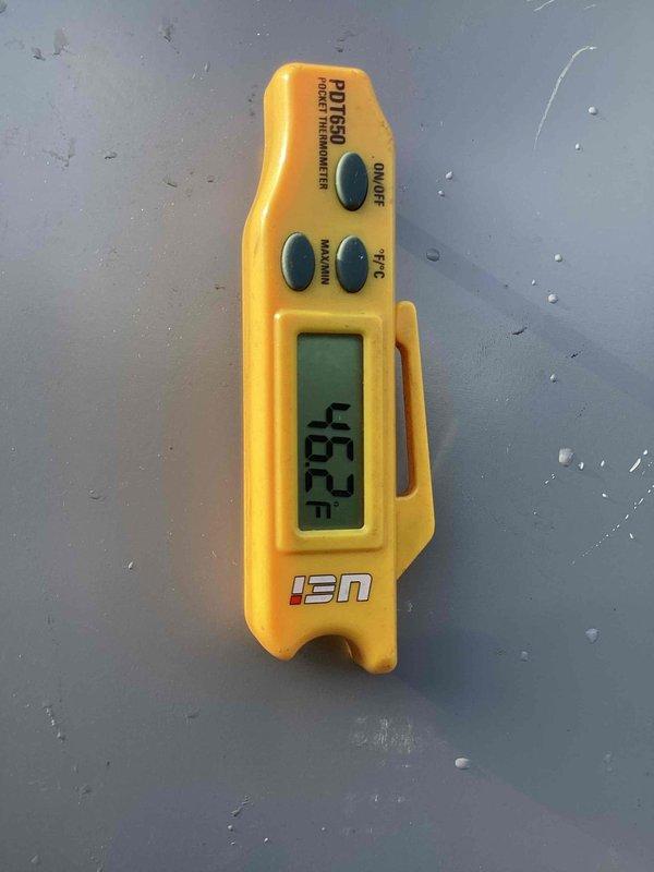Responded to no cooling complaint on commercial rooftop HVAC unit. Upon arrival, performed diagnostic testing and measured supply air temperature at 92.5°F, confirming inadequate cooling output. Inspected outdoor condensing unit, noting proper drainage trap installation and overall equipment condition, and documented findings for further evaluation of refrigerant system and compressor operation.