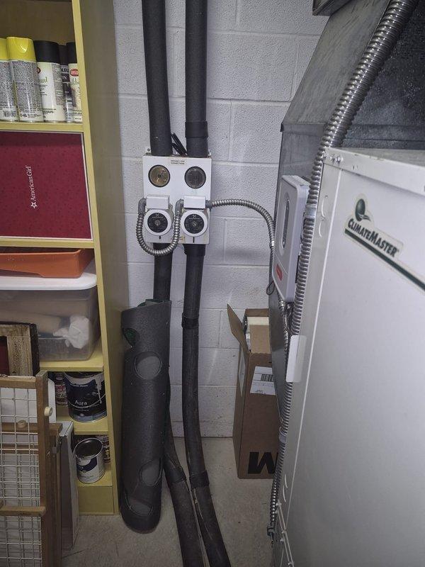 Completed scheduled maintenance on a 23-year-old geothermal cooling system located in the basement. Performed comprehensive inspection of the Guardian Elite unit, verified all electrical connections at the junction box, checked refrigerant lines and condensate drainage system, and confirmed proper operation of all components. Unit is due for service contract renewal and customer will receive reminder notification.