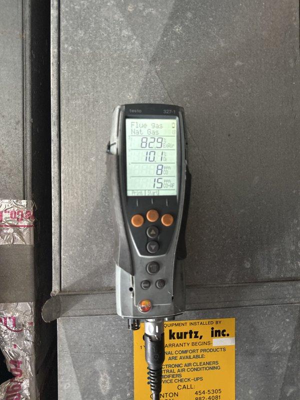 Performed comprehensive heating maintenance service on residential furnace system. Conducted thorough cleaning of furnace components and completed operational check of all system functions. Combustion analysis was performed using digital analyzer, recording readings including oxygen levels, temperature measurements, and efficiency parameters to verify proper operation. Inspected and replaced dirty air filter which showed significant accumulation of dust and debris. All system components checked and found operating within manufacturer specifications. System left in proper working condition.