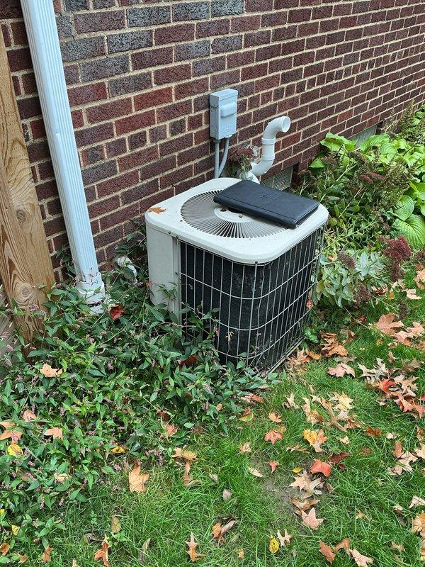 Performed an on-site evaluation for a full system replacement, inspecting the exterior condenser and the indoor air handler/plenum assembly. The condenser coil exhibited heavy debris and dirt accumulation, with vegetation encroaching on required clearances, and the indoor unit, ductwork, electrical connections, and filter area were documented for sizing and compatibility. Findings were recorded to support a complete system replacement recommendation.