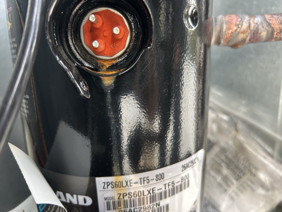 Replaced Compressor. Performed pressure test and pressure held. Pulled vacuum below 450 microns. Vacuum held during decay test. Added 5lbs and 5 oz of virgin 410A back to the system. 